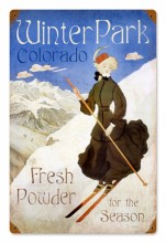 Vintage Ski Winter Park Tin Sign