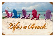 Vintage Beach Chairs Tin Sign