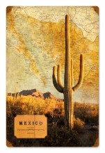 Retro Mexico Map Tin Sign