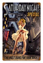 Retro Saturday Night Special Metal Sign
