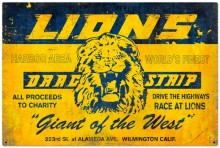 Retro Lions Drag Strip Tin-Metal Sign LARGE