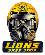 Retro Lions Drag Helmet Tin-Metal Sign
