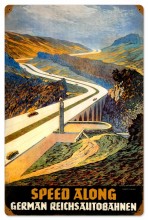 Retro Reichsautobahn Speed Along Tin Sign