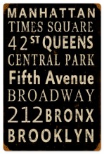 Vintage New York Streets Tin-Metal Sign