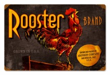 Vintage Rooster Brand Tin-Metal Sign
