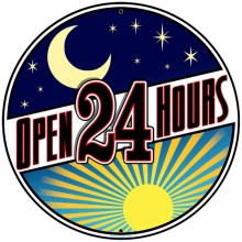 Retro Open 24 Hours Tin-Metal Sign LARGE