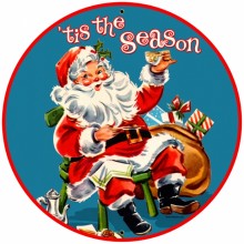 Retro Tis The Season Tin-Metal Sign LARGE