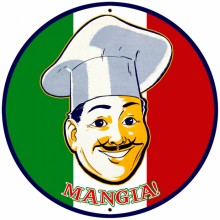 Retro Mangia Tin-Metal Sign LARGE