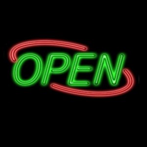 Neon Open Sign - Open Deco Green & Red - Art Deco Style